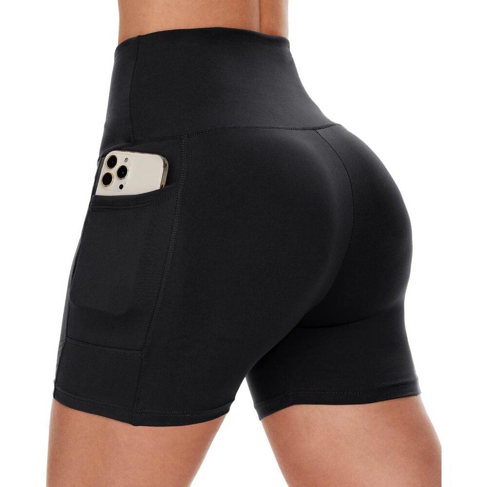 Biker Shorts Women with Pockets - 3"/5"/8" High Waisted Workout Spandex Tummy Co